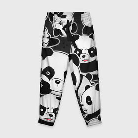 Детские брюки 3D с принтом Смешные панды в Курске, 100% полиэстер | манжеты по низу, эластичный пояс регулируется шнурком, по бокам два кармана без застежек, внутренняя часть кармана из мелкой сетки | животные | медведи | мишки | мультяшки | смешные панды