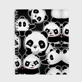 Тетрадь с принтом Смешные панды в Курске, 100% бумага | 48 листов, плотность листов — 60 г/м2, плотность картонной обложки — 250 г/м2. Листы скреплены сбоку удобной пружинной спиралью. Уголки страниц и обложки скругленные. Цвет линий — светло-серый
 | Тематика изображения на принте: животные | медведи | мишки | мультяшки | смешные панды