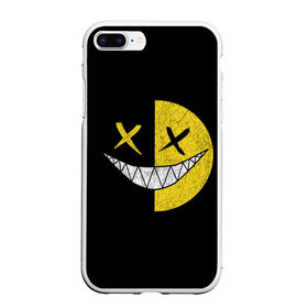 Чехол для iPhone 7Plus/8 Plus матовый с принтом SMILE в Курске, Силикон | Область печати: задняя сторона чехла, без боковых панелей | глаза крестики | злой смайл | зубы | контраст | смайл | эмоция