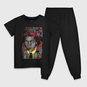 Детская пижама хлопок с принтом Jean Michel Basquiat в Курске, 100% хлопок |  брюки и футболка прямого кроя, без карманов, на брюках мягкая резинка на поясе и по низу штанин
 | art | eyes | guy | jean michel basquiat | глаза | жан мишель баския | искусство | парень
