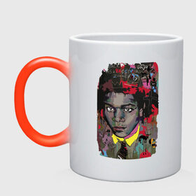 Кружка хамелеон с принтом Jean Michel Basquiat в Курске, керамика | меняет цвет при нагревании, емкость 330 мл | art | eyes | guy | jean michel basquiat | глаза | жан мишель баския | искусство | парень