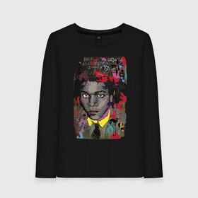 Женский лонгслив хлопок с принтом Jean Michel Basquiat в Курске, 100% хлопок |  | art | eyes | guy | jean michel basquiat | глаза | жан мишель баския | искусство | парень