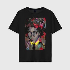 Женская футболка хлопок Oversize с принтом Jean Michel Basquiat в Курске, 100% хлопок | свободный крой, круглый ворот, спущенный рукав, длина до линии бедер
 | art | eyes | guy | jean michel basquiat | глаза | жан мишель баския | искусство | парень