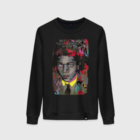 Женский свитшот хлопок с принтом Jean Michel Basquiat в Курске, 100% хлопок | прямой крой, круглый вырез, на манжетах и по низу широкая трикотажная резинка  | art | eyes | guy | jean michel basquiat | глаза | жан мишель баския | искусство | парень