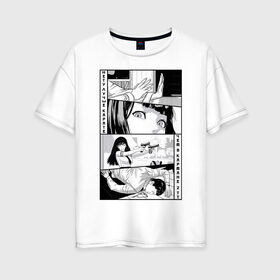 Женская футболка хлопок Oversize с принтом Карате в Курске, 100% хлопок | свободный крой, круглый ворот, спущенный рукав, длина до линии бедер
 | графика | карате | комикс | манга | япония
