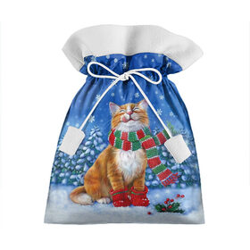 Подарочный 3D мешок с принтом Cat New Year в Курске, 100% полиэстер | Размер: 29*39 см | 2021 | santa | белка | гирлянда | год быка | дед мороз | елка | енот | зверь | кот | котейка | котик | кошак | лиса | мальчик | маска | неон | новогодняя | новый год | олень | пингвин | праздник | радуга | ребенку