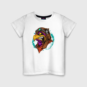 Детская футболка хлопок с принтом Орел в Курске, 100% хлопок | круглый вырез горловины, полуприлегающий силуэт, длина до линии бедер | арт | голова | клякса | птица | рисунок