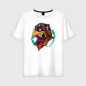Женская футболка хлопок Oversize с принтом Орел в Курске, 100% хлопок | свободный крой, круглый ворот, спущенный рукав, длина до линии бедер
 | арт | голова | клякса | птица | рисунок