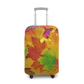 Чехол для чемодана 3D с принтом Осенние листья в Курске, 86% полиэфир, 14% спандекс | двустороннее нанесение принта, прорези для ручек и колес | клён | краски | листья | осень | радуга | разноцветный | яркая