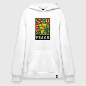 Худи SuperOversize хлопок с принтом Pizza Turtles в Курске, 70% хлопок, 30% полиэстер, мягкий начес внутри | карман-кенгуру, эластичная резинка на манжетах и по нижней кромке, двухслойный капюшон
 | Тематика изображения на принте: donatello | leonardo | michelangelo | ninja | raphael | turtles | воин | донателло | животные | карате | комикс | комиксы | крэнг | леонардо | микеланджело | мультфильм | мутант | мутанты | ниндзя | пицца | рафаэль | сплинтер