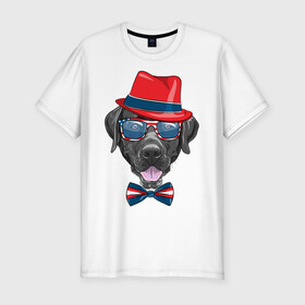 Мужская футболка хлопок Slim с принтом Мажор  в Курске, 92% хлопок, 8% лайкра | приталенный силуэт, круглый вырез ворота, длина до линии бедра, короткий рукав | арт | графика | животные | лабрадор | собаки