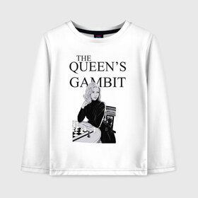 Детский лонгслив хлопок с принтом the queens gambit в Курске, 100% хлопок | круглый вырез горловины, полуприлегающий силуэт, длина до линии бедер | the queens gambit | нетфликс | сериал | ход королевы