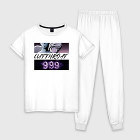 Женская пижама хлопок с принтом Cutthroat Akudama Drive в Курске, 100% хлопок | брюки и футболка прямого кроя, без карманов, на брюках мягкая резинка на поясе и по низу штанин | 