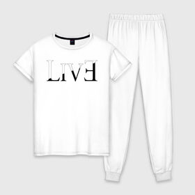 Женская пижама хлопок с принтом Жить Зло (LivEviL) в Курске, 100% хлопок | брюки и футболка прямого кроя, без карманов, на брюках мягкая резинка на поясе и по низу штанин | 