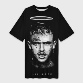 Платье-футболка 3D с принтом LIL PEEP WB в Курске,  |  | Тематика изображения на принте: lil | lil peep | logobombing | peep. лил | pump | rap | xxx | xxxtenticon | пип | с лил пипом