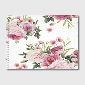 Альбом для рисования с принтом Розовые розы в Курске, 100% бумага
 | матовая бумага, плотность 200 мг. | pink | rose | букет | розовое настроение | цветы