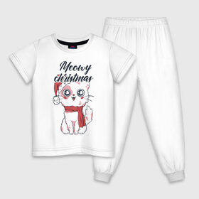 Детская пижама хлопок с принтом Рождественский котик в Курске, 100% хлопок |  брюки и футболка прямого кроя, без карманов, на брюках мягкая резинка на поясе и по низу штанин
 | Тематика изображения на принте: 