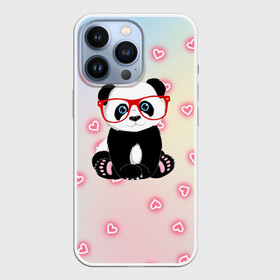 Чехол для iPhone 13 Pro с принтом Милая пандочка в Курске,  |  | маленькая панда | маленькая пандочк | милая панда | милая пандочка | панда | панда в красных очках | панда в очках | панда очки | панда сердечки | панда сердце | пандочка | пандочка в красных очках