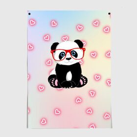 Постер с принтом Милая пандочка в Курске, 100% бумага
 | бумага, плотность 150 мг. Матовая, но за счет высокого коэффициента гладкости имеет небольшой блеск и дает на свету блики, но в отличии от глянцевой бумаги не покрыта лаком | маленькая панда | маленькая пандочк | милая панда | милая пандочка | панда | панда в красных очках | панда в очках | панда очки | панда сердечки | панда сердце | пандочка | пандочка в красных очках