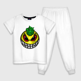 Детская пижама хлопок с принтом Безумный Смайл в Курске, 100% хлопок |  брюки и футболка прямого кроя, без карманов, на брюках мягкая резинка на поясе и по низу штанин
 | 