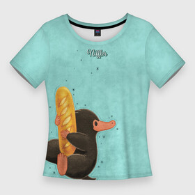 Женская футболка 3D Slim с принтом Niffler with Loaf в Курске,  |  | fantastic beasts and where to find them | niffler | vdosadir | wizarding world | нюхлер | нюхль