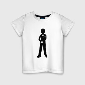 Детская футболка хлопок с принтом Конькобежец в Курске, 100% хлопок | круглый вырез горловины, полуприлегающий силуэт, длина до линии бедер | коньки | конькобежец | лед | фигурист | фигуристка | фитнес