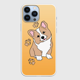 Чехол для iPhone 13 Pro Max с принтом Персик Корги в Курске,  |  | baby | corgi | dog | kawaii | вельш корги | девочкам | детям | животные | каваи | корги | лапки | лапы | малыш | мальчикам | мордочка | мультяшный | персик | пес | песик | питомец | подарок | пушистый | следы