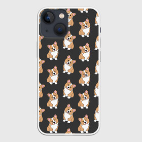 Чехол для iPhone 13 mini с принтом Корги малыши в Курске,  |  | baby | corgi | dog | kawaii | pattern | вельш корги | девочкам | детям | животные | каваи | корги | лапки | малыш | мальчикам | много собак | мордочка | мультяшный | персик | пес | песик | питомец | подарок | пушистый