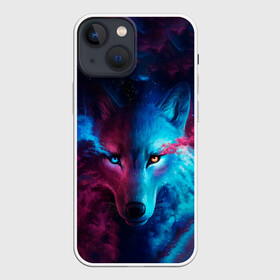 Чехол для iPhone 13 mini с принтом ЗВЕЗДНЫЙ ВОЛК в Курске,  |  | animals | hunter | sky | stars | wolf | волк | вселенная | голова | звезды | звери | космос | красиво | магия | мощь | небо | сила | хищник