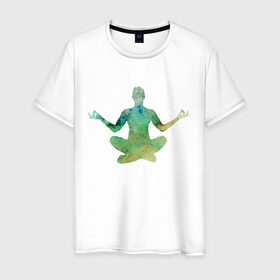 Мужская футболка хлопок с принтом Йога тайм в Курске, 100% хлопок | прямой крой, круглый вырез горловины, длина до линии бедер, слегка спущенное плечо. | здоровье | йога | кундалини | медитация | релаксация | тело | фитнес | энергия