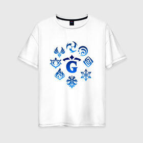 Женская футболка хлопок Oversize с принтом GENSHIN IMPACT в Курске, 100% хлопок | свободный крой, круглый ворот, спущенный рукав, длина до линии бедер
 | game | genshin impact | genshin impact 2020 | аниме. | геншин импакт | геншин импакт карта | игра