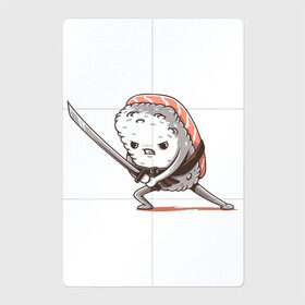 Магнитный плакат 2Х3 с принтом Самурай-суши в Курске, Полимерный материал с магнитным слоем | 6 деталей размером 9*9 см | арт | еда | катана | рис | рисунок | ролл | рыба | суши | япония | японская еда