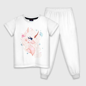 Детская пижама хлопок с принтом Единорог в Курске, 100% хлопок |  брюки и футболка прямого кроя, без карманов, на брюках мягкая резинка на поясе и по низу штанин
 | детский | единорог | мультяшный | розовый | сказочный