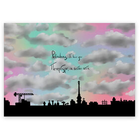 Поздравительная открытка с принтом Разноцветное небо Петербурга в Курске, 100% бумага | плотность бумаги 280 г/м2, матовая, на обратной стороне линовка и место для марки
 | город | красивое небо | облака | романтика | санкт петербург