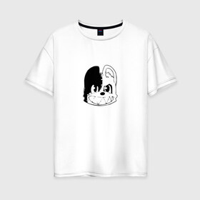 Женская футболка хлопок Oversize с принтом Глейпнир в Курске, 100% хлопок | свободный крой, круглый ворот, спущенный рукав, длина до линии бедер
 | anime | gleipnir | аниме | герой | глейпнир | зубы | манга | мишка | монстр | мультфильм | персонаж