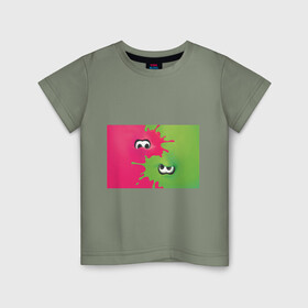 Детская футболка хлопок с принтом Splatoon в Курске, 100% хлопок | круглый вырез горловины, полуприлегающий силуэт, длина до линии бедер | Тематика изображения на принте: splatoon | глаза | сплатун