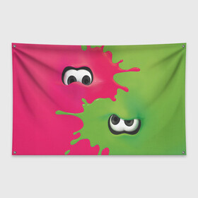 Флаг-баннер с принтом Splatoon в Курске, 100% полиэстер | размер 67 х 109 см, плотность ткани — 95 г/м2; по краям флага есть четыре люверса для крепления | splatoon | глаза | сплатун