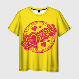 Мужская футболка 3D с принтом Я тебя люблю в Курске, 100% полиэфир | прямой крой, круглый вырез горловины, длина до линии бедер | 