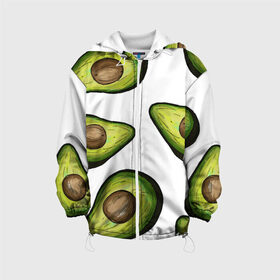 Детская куртка 3D с принтом Авокадо в Курске, 100% полиэстер | застежка — молния, подол и капюшон оформлены резинкой с фиксаторами, по бокам — два кармана без застежек, один потайной карман на груди, плотность верхнего слоя — 90 г/м2; плотность флисового подклада — 260 г/м2 | avocado | fruit | авокадо | овощ | фрукт