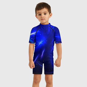 Детский купальный костюм 3D с принтом Космический вихрь в Курске, Полиэстер 85%, Спандекс 15% | застежка на молнии на спине | cosmos | астрономия | звезда | звезды | космос | синий блик