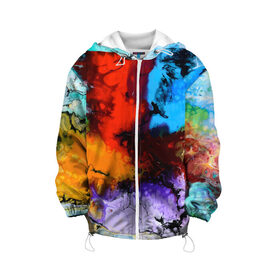 Детская куртка 3D с принтом Импрессия в Курске, 100% полиэстер | застежка — молния, подол и капюшон оформлены резинкой с фиксаторами, по бокам — два кармана без застежек, один потайной карман на груди, плотность верхнего слоя — 90 г/м2; плотность флисового подклада — 260 г/м2 | Тематика изображения на принте: color | fashion | impression | vanguard | авангард | импрессия | мода | цвет