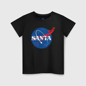 Детская футболка хлопок с принтом SANTA \ NASA. в Курске, 100% хлопок | круглый вырез горловины, полуприлегающий силуэт, длина до линии бедер | 