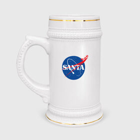 Кружка пивная с принтом SANTA \ NASA. в Курске,  керамика (Материал выдерживает высокую температуру, стоит избегать резкого перепада температур) |  объем 630 мл | 