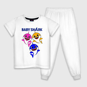Детская пижама хлопок с принтом Baby Shark в Курске, 100% хлопок |  брюки и футболка прямого кроя, без карманов, на брюках мягкая резинка на поясе и по низу штанин
 | Тематика изображения на принте: baby | baby shark | shark | акула | анимация | бэби | бэби шарк | дети | мультфильм | песня | ребенок | шарк