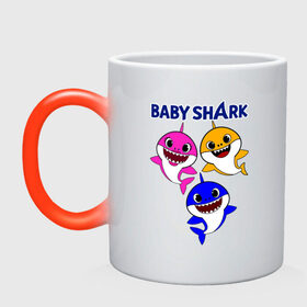 Кружка хамелеон с принтом Baby Shark в Курске, керамика | меняет цвет при нагревании, емкость 330 мл | Тематика изображения на принте: baby | baby shark | shark | акула | анимация | бэби | бэби шарк | дети | мультфильм | песня | ребенок | шарк