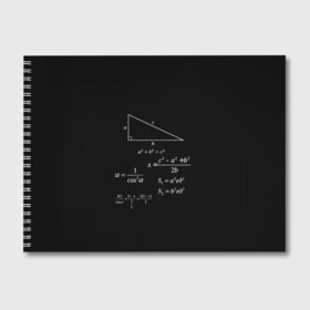Альбом для рисования с принтом Теорема Пифагора в Курске, 100% бумага
 | матовая бумага, плотность 200 мг. | Тематика изображения на принте: алгебра | геометрия | гипотенуза | катет | математик | пифагор | теорема пифагора | треугольник | философ | формулы | школа | шпаргалка