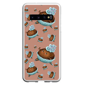 Чехол для Samsung Galaxy S10 с принтом Шоколадка-балеринка в Курске, Силикон | Область печати: задняя сторона чехла, без боковых панелей | Тематика изображения на принте: балерина | девочка | пирожное | пуанты | танец | шоколад