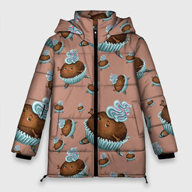 Женская зимняя куртка 3D с принтом Шоколадка-балеринка в Курске, верх — 100% полиэстер; подкладка — 100% полиэстер; утеплитель — 100% полиэстер | длина ниже бедра, силуэт Оверсайз. Есть воротник-стойка, отстегивающийся капюшон и ветрозащитная планка. 

Боковые карманы с листочкой на кнопках и внутренний карман на молнии | балерина | девочка | пирожное | пуанты | танец | шоколад