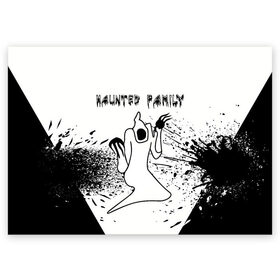 Поздравительная открытка с принтом KIZARU: HAUNTED FAMILY. в Курске, 100% бумага | плотность бумаги 280 г/м2, матовая, на обратной стороне линовка и место для марки
 | born to trap | haunted family | kizaru | rep | кизару | музыка | олег нечипоренко | репер | рэп | хантед фэмили
