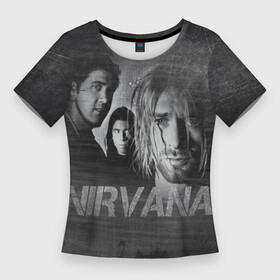Женская футболка 3D Slim с принтом Нирвана в Курске,  |  | kurt cobain | nirvana | rock | курт кобейн | нирвана | рок